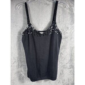 Old Navy Black Sequin Embellished Knit Tank Top Womens M